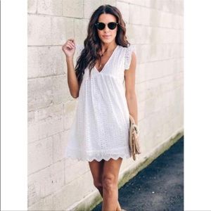 Vici Angel babe cotton eyelet pocketed Dress - white